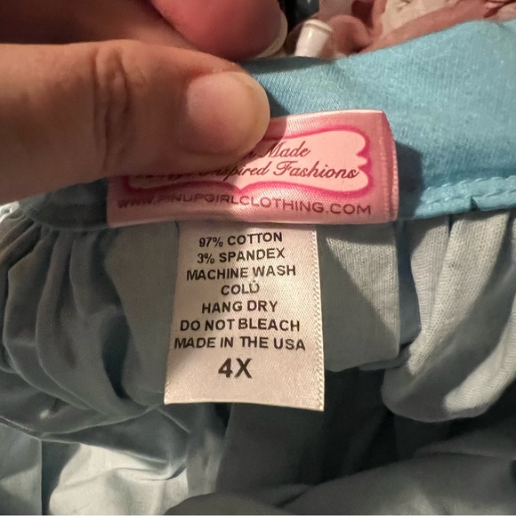 Pinup Girl Clothing 4X Blue Castle gathered circle skirt. - Picture 5 of 7